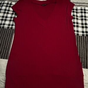 Zenobia Deep Red V-Neck Blouse